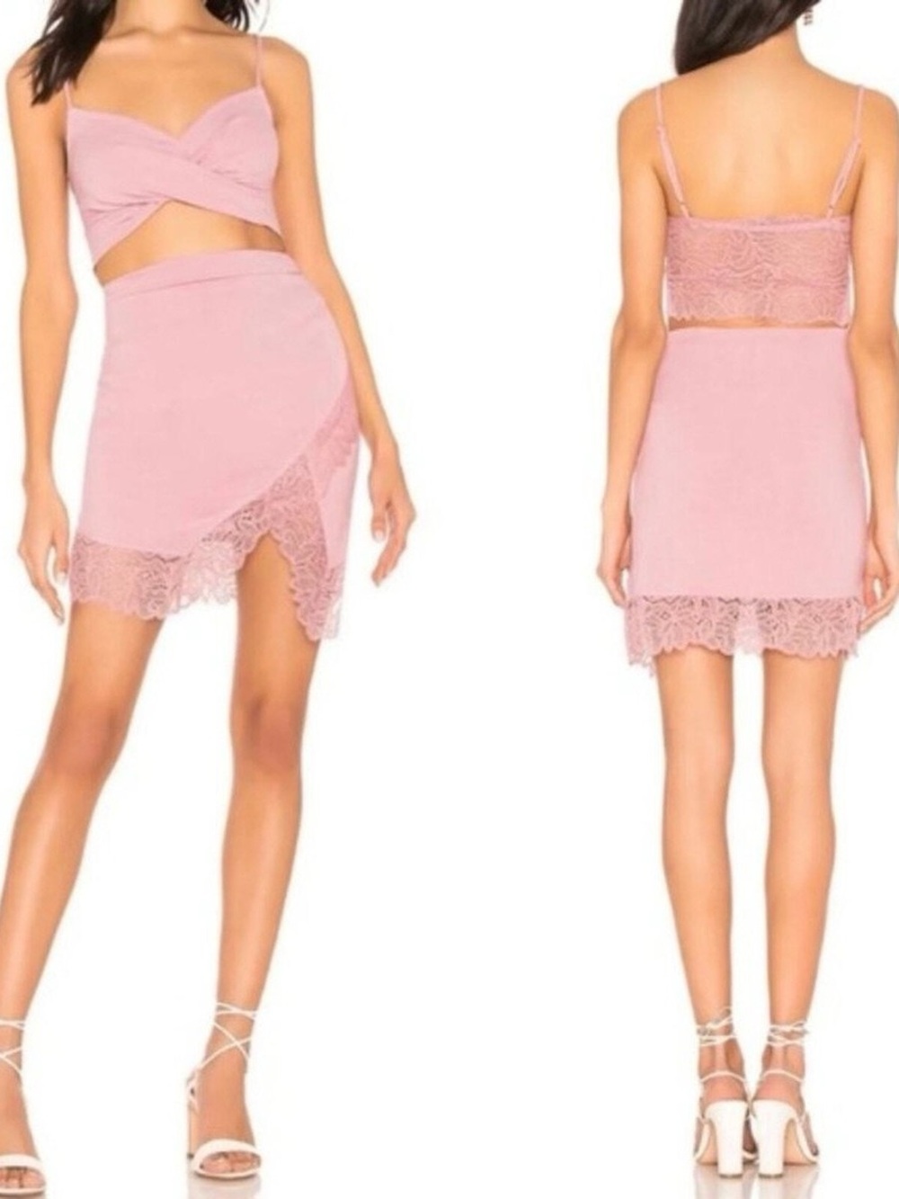 Free People Blush Bliss Lace-Trim Two-Piece  Set